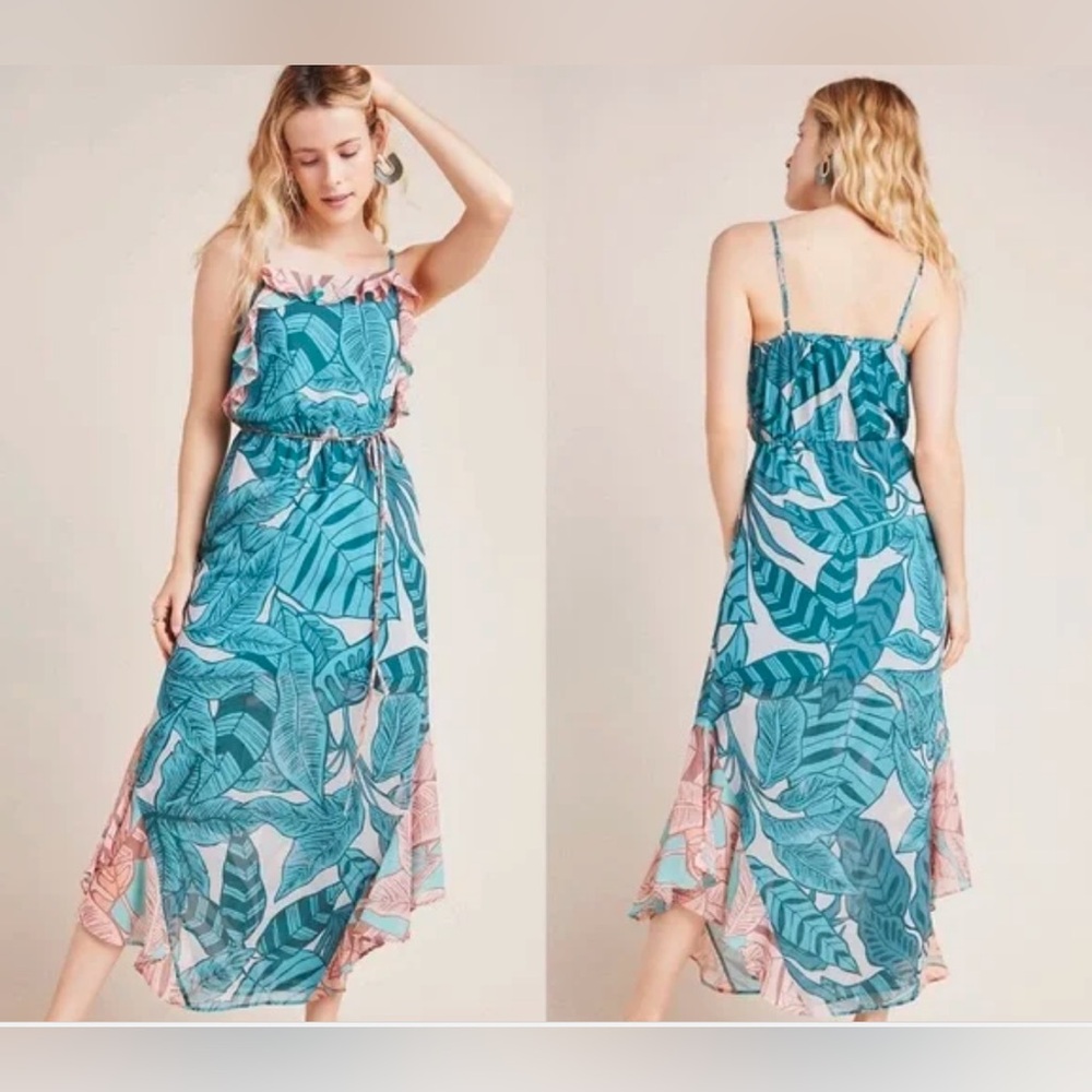 Anthropologie Farm Rio Ruffled Botanical Maxi Dress